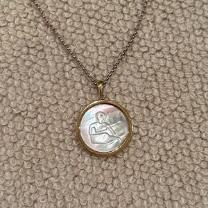Asha zodiac pendant (Aquarius) and 30” Vermeil beaded chain